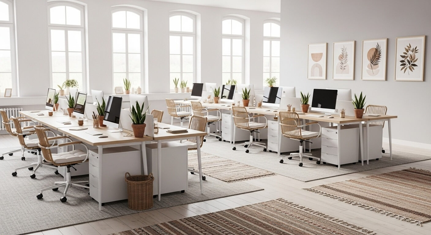 designs, from luxury executive offices to creative "Boho-Chic" workspaces